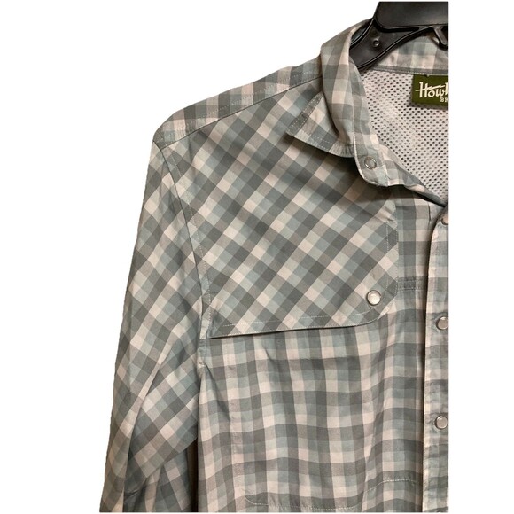 Men's Howler Brothers Long Sleeve Shirt Vented Pearl Snap Blue Gray Checks Sz Sm - Picture 4 of 8